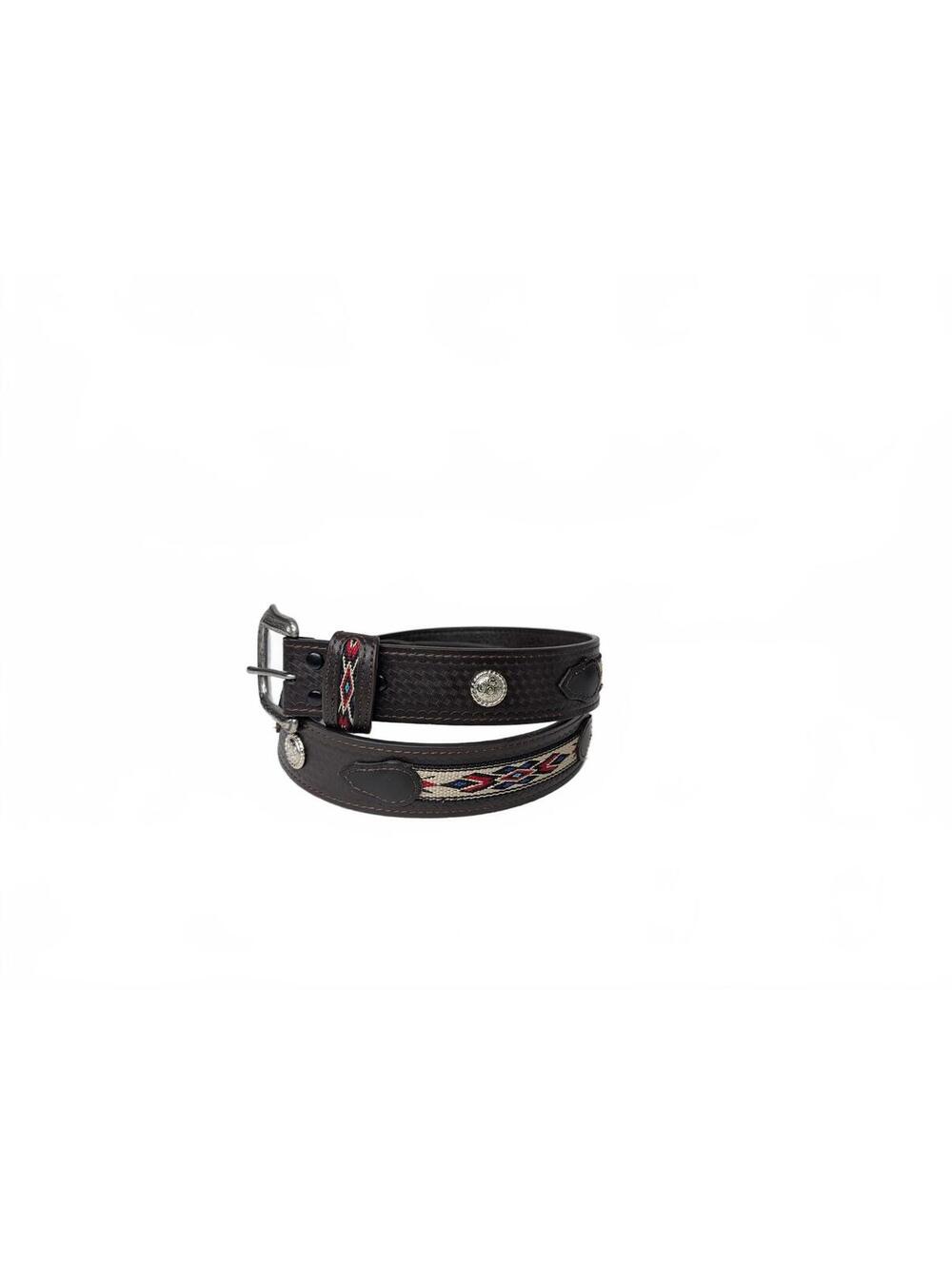 Western Leather Belt with Aztec Pattern Size M (31-33)‎